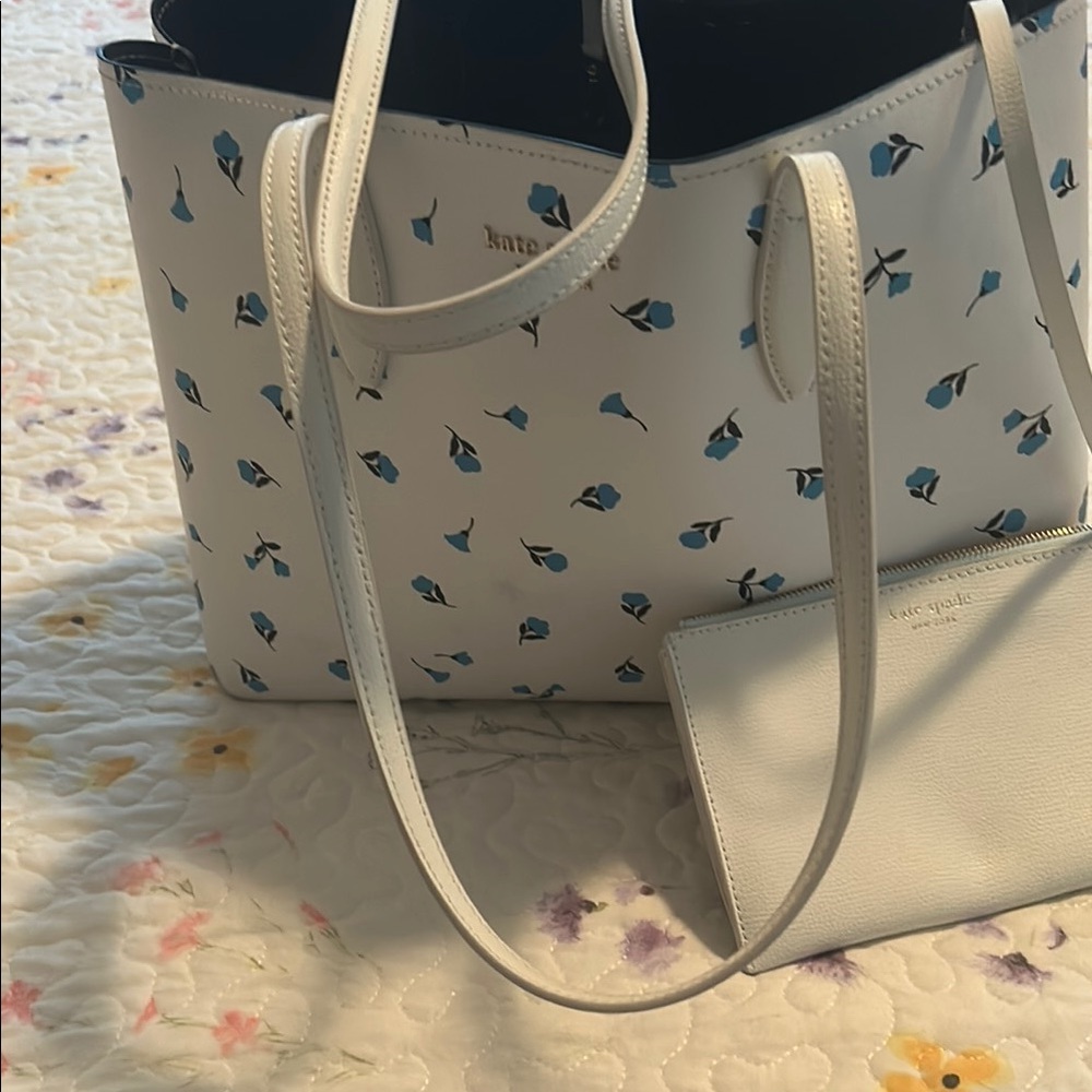 Kate Spade Blue and White Reversible Tote Bag